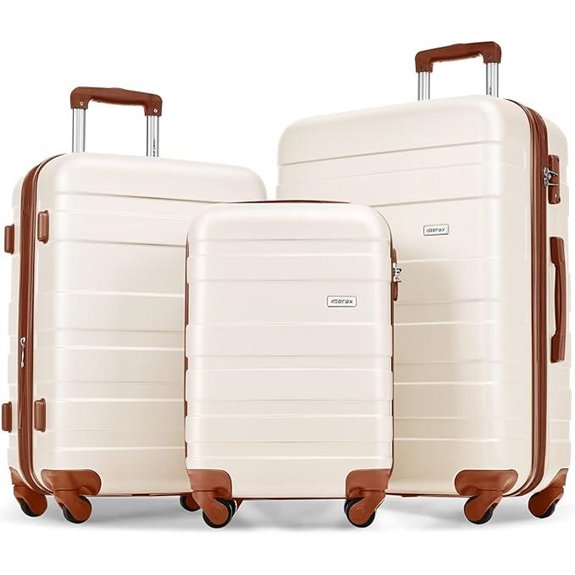 Luggage 3 Pcs ABS Hardside Luggage Sets TSA Lock Spinner Wheel Suitcases