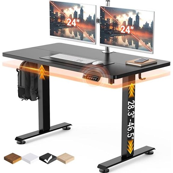 Veken 47.2 Adjustable Standing Desk with Wood Desk