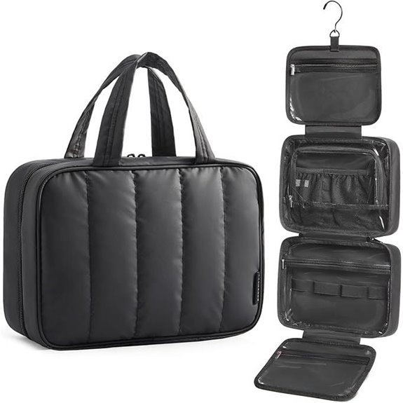 BAGSMART Travel Toiletry Bag with Hook Black