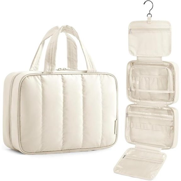 BAGSMART Travel Toiletry Bag with Hook - Beige