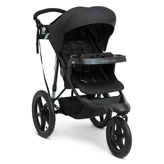 Delta Children Apollo Jogging Stroller – Canopy Recline Car Seat Compatible - Black