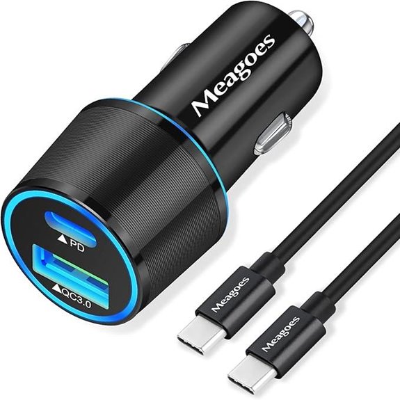Car Charger: 45W USB-C & QC3.0 Dual Port Cable