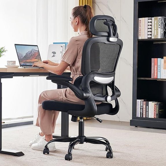 TRALT Ergonomic Office Chair with Wheels (Black)