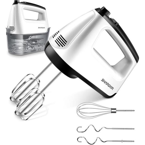 SHARDOR Hand Mixer 6 Speed Storage Case 5 Accessories