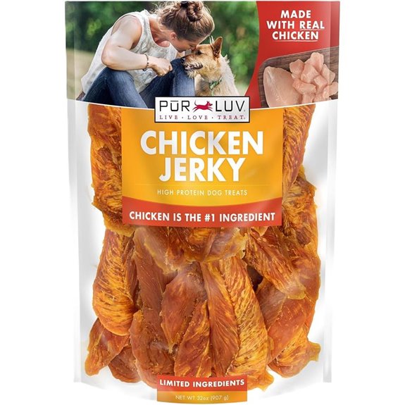 Pur Luv Chicken Jerky Dog Treats 32 oz High Protein