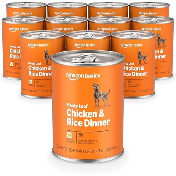 Amazon Basics Wet Dog Food: Meaty Loaf Chicken & Rice (12)