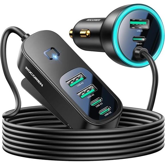 Rocoren 105W 6-Port Car Charger with Cable