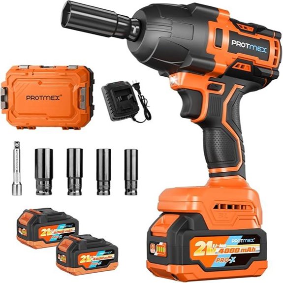 Cordless Impact Wrench 1/2 21V 2 Batteries