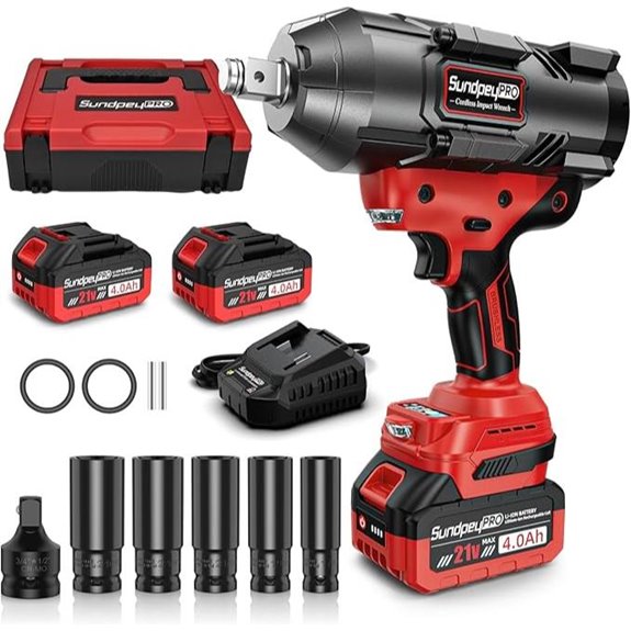 Cordless Impact Wrench 1600Ft-lbs with Batteries Set