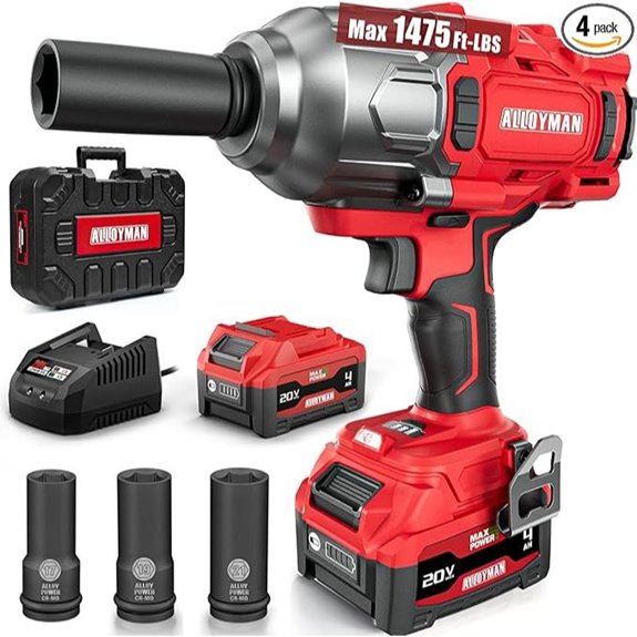 Alloyman 20V Cordless Brushless Impact Wrench 1475Ft-lbs