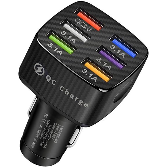 Car Charger: 6 USB Ports with Quick Charge Support