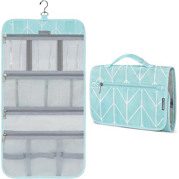 PAVILIA Hanging Toiletry Bag - Foldable Travel Organizer