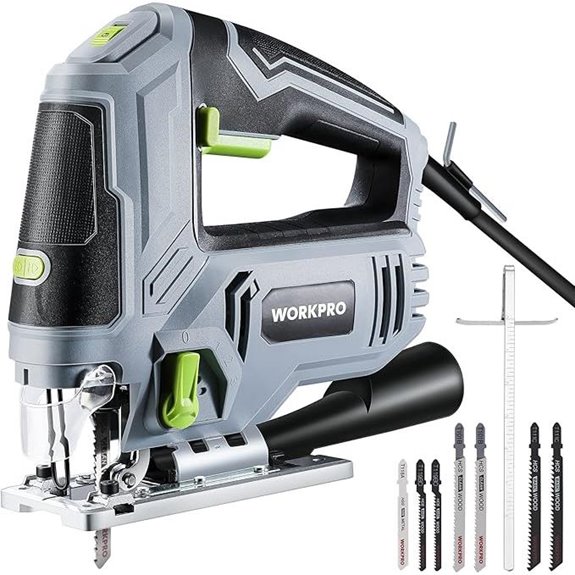 WORKPRO Jigsaw 850W Corded Variable Speeds Blades Bevel LED