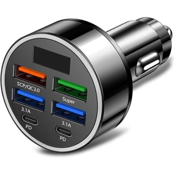 6-in-1 Car Charger with PD/USB QC3.0 Adapter